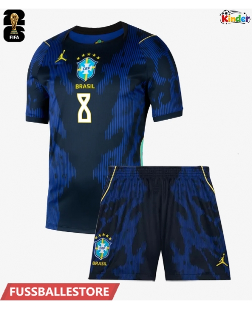 Günstige Brasilien Bruno Guimaraes #8 Auswärts Trikotsatzt Kinder WM 2026 Kurzarm (+ Kurze Hosen)